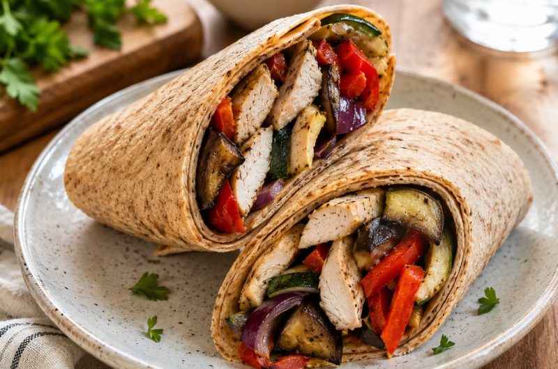 Chicken and Roasted Vegetable Wraps