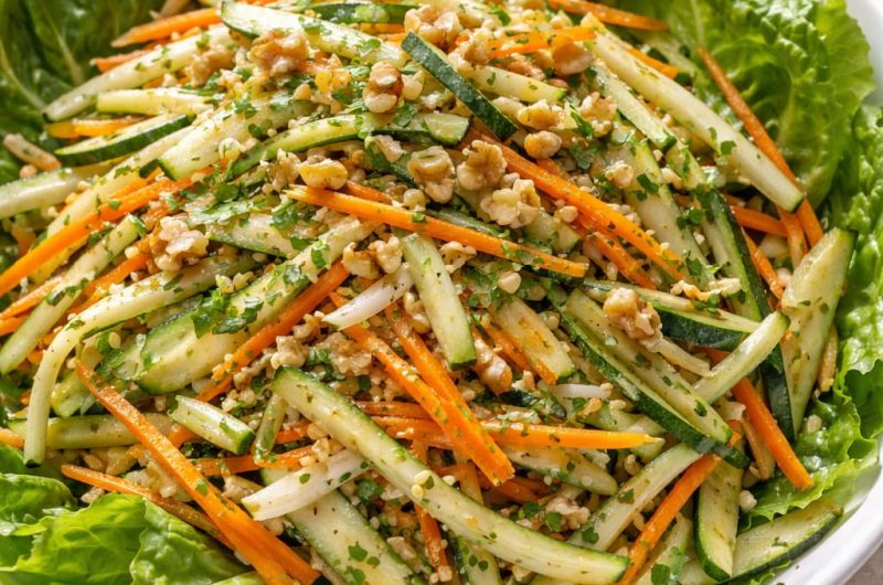 Zucchini Carrot and Fennel Salad with Walnuts & Dijon Dressing